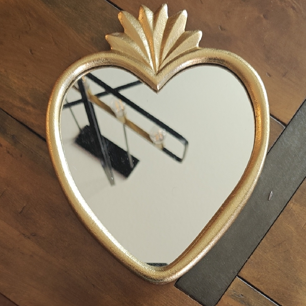 Gold Heart-Shaped Wall Mirror